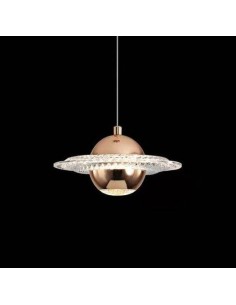 Candeeiro de teto SATURN, metal dourado, acrílico, LED.