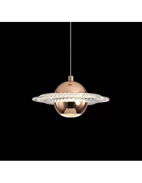 Candeeiro de teto SATURN, metal dourado, acrílico, LED.