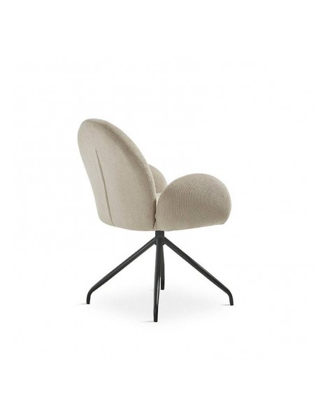 Silla de diseño ROB giratoria, tela beige y metal negro.