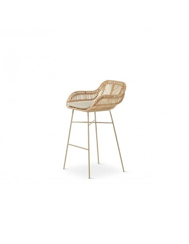 Banqueta de rattan STARK 71, base de metal bege.