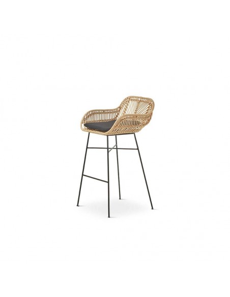 Banqueta de vime STARK 71, base de metal preto