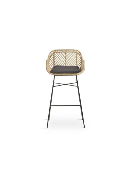 Banqueta de vime STARK 71, base de metal preto