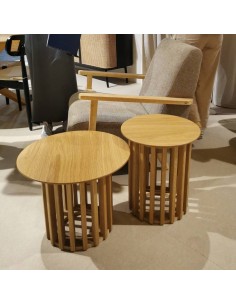 Mesa auxiliar étnica LUNE 50 x 40 en madera natural. 2