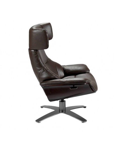 Sillón giratorio 5022 Angel Cerdá, piel chocolate con mecanismo relax.