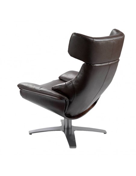 Sillón giratorio 5022 Angel Cerdá, piel chocolate con mecanismo relax.