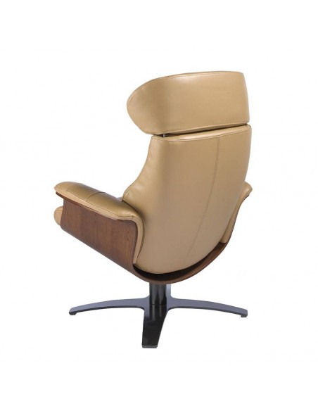 Sillón giratorio relax 5087 Angel Cerdá, tapizado en piel arena.