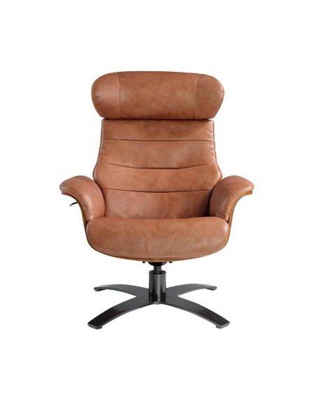 Poltrona giratória relaxante 5083 Angel Cerdá, couro camel.