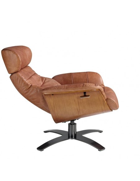 Sillón giratorio relax 5083 Angel Cerdá, piel camel.