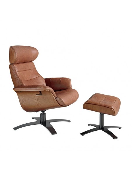 Sillón giratorio relax 5083 Angel Cerdá, piel camel.