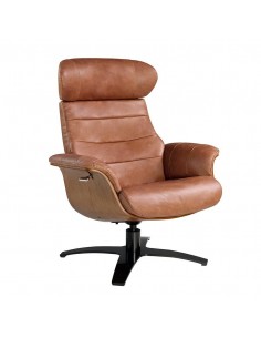 Poltrona giratória relaxante 5083 Angel Cerdá, couro camel.