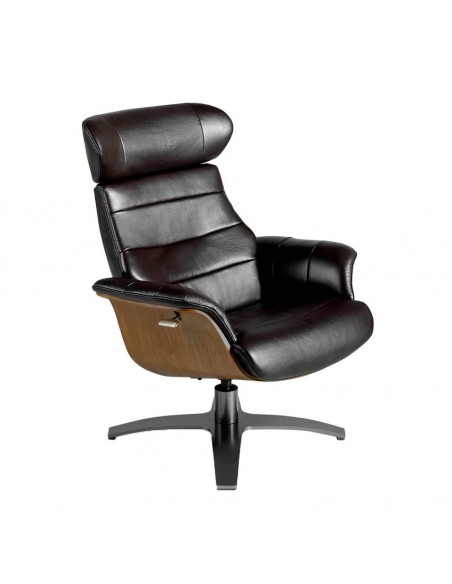 Sillón giratorio relax 5034 Angel Cerdá, piel marron chocolate.