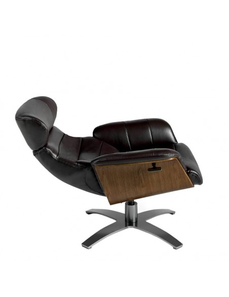 Sillón giratorio relax 5034 Angel Cerdá, piel marron chocolate.