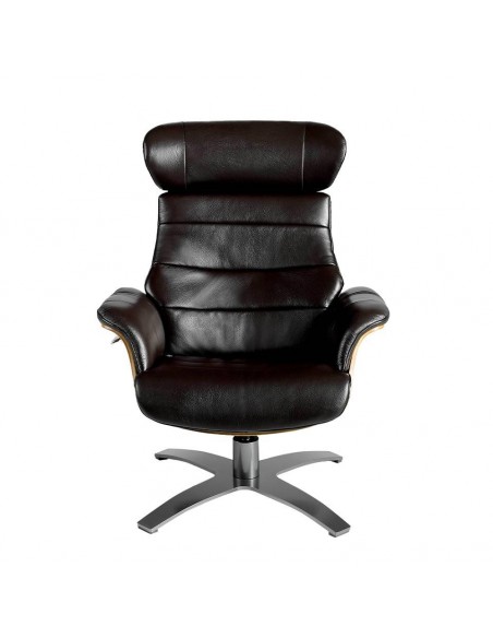 Poltrona giratória relaxante 5034 Angel Cerdá, couro marrom chocolate.