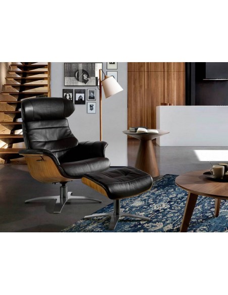 Sillón giratorio relax 5034 Angel Cerdá, piel marron chocolate.