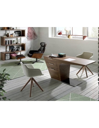 Ottoman giratorio Angel Cerdá 5035, piel marron...