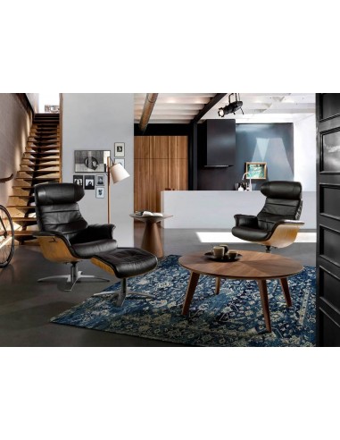 Pufe giratório Angel Cerdá 5035, couro marrom...