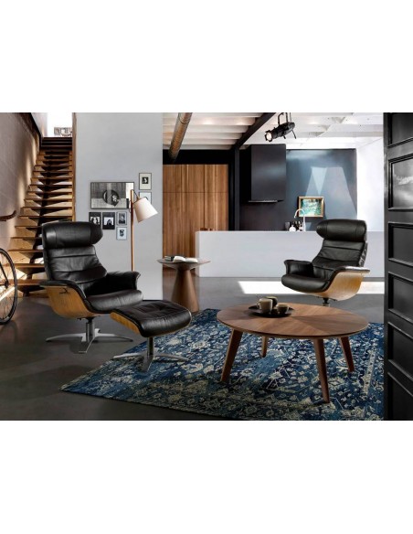 Ottoman giratorio Angel Cerdá 5035, piel marron chocolate.