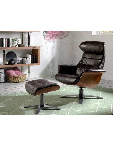 Ottoman giratorio Angel Cerdá 5035, piel marron...