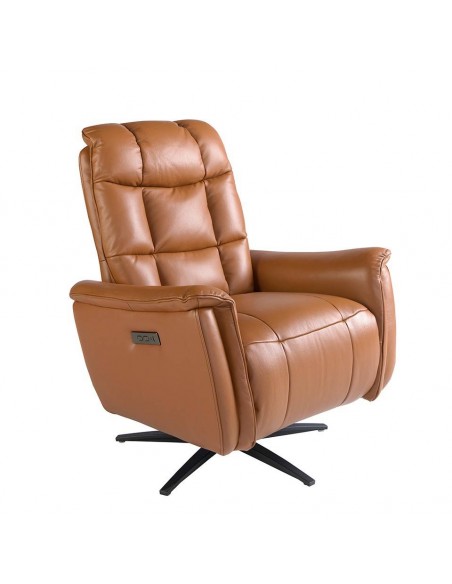 Poltrona relaxante design italiano couro marrom 5117 Angel Cerdá.