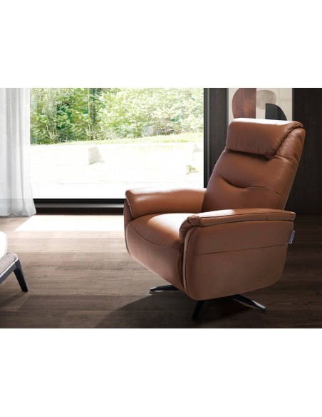 Sillón relax diseño Italiano piel marrón 5115 Angel Cerdá.