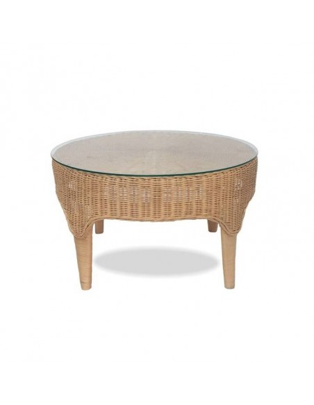 Mesa de centro CLARA 75 x 40, rattan natural e vidro.