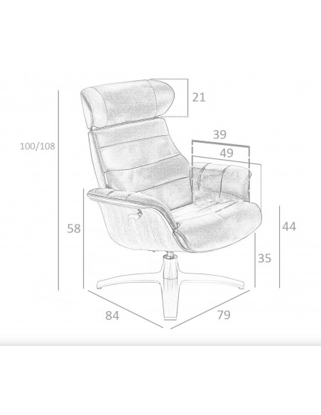 Poltrona giratória relaxante 5087 Angel Cerdá, estofada em couro areia.