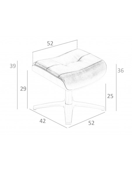 Pufe giratório Angel Cerdá 5088 estofado em couro arena.