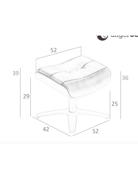 Pufe giratório Angel Cerdá 5084 estofado em couro camel.