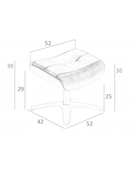 Pufe giratório Angel Cerdá 5035, couro marrom chocolate.