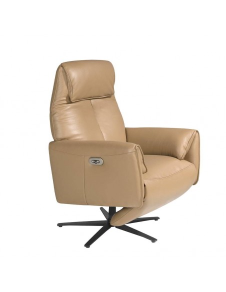 Poltrona dupla relax design italiano Angel Cerdá 5086 couro areia.