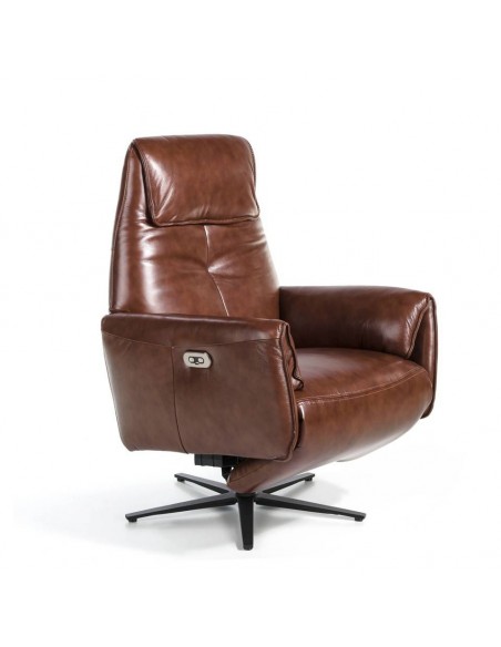 Poltrona duplo relax design italiano Angel Cerdá 5056 couro marróm.