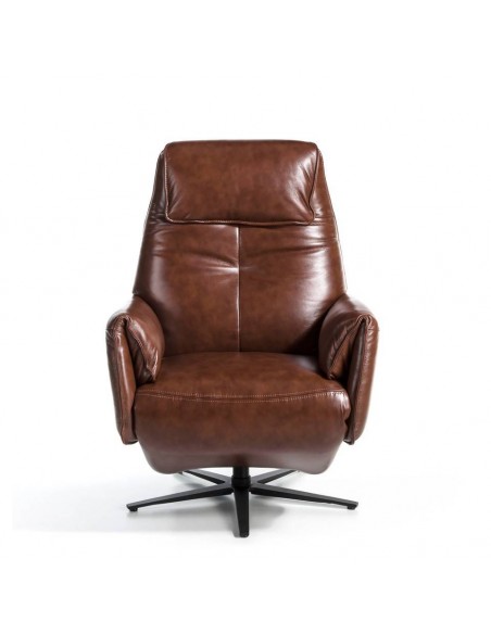 Sillón doble relax diseño Italiano Angel Cerdá 5056 piel marrón.