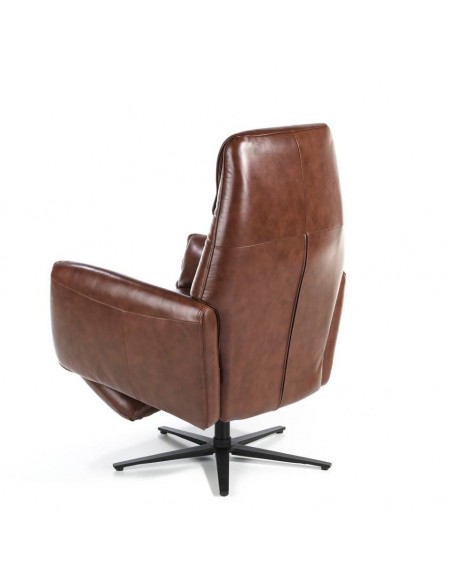 Sillón doble relax diseño Italiano Angel Cerdá 5056 piel marrón.