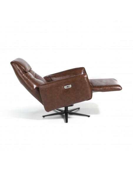 Poltrona duplo relax design italiano Angel Cerdá 5056 couro marróm.