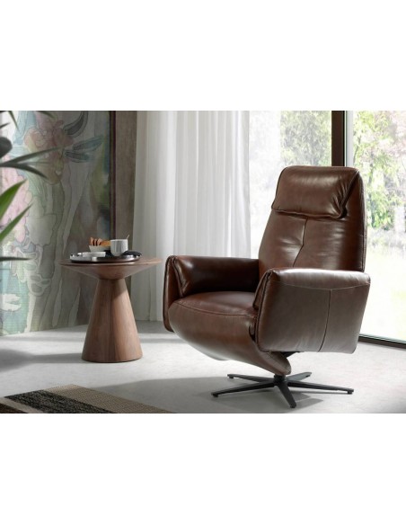 Poltrona duplo relax design italiano Angel Cerdá 5056 couro marróm.