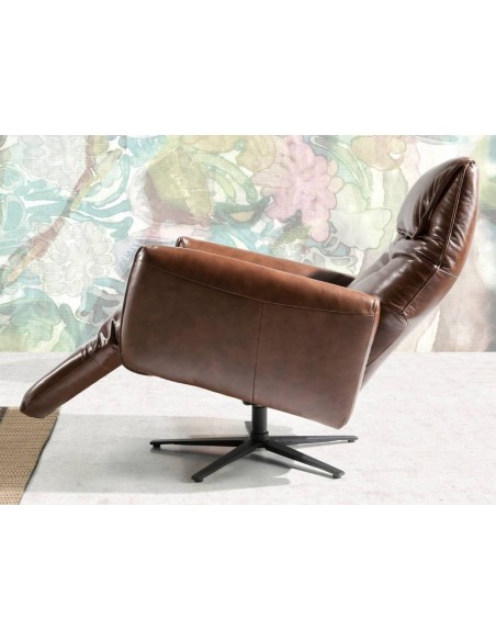 Sillón doble relax diseño Italiano Angel Cerdá 5056 piel marrón.