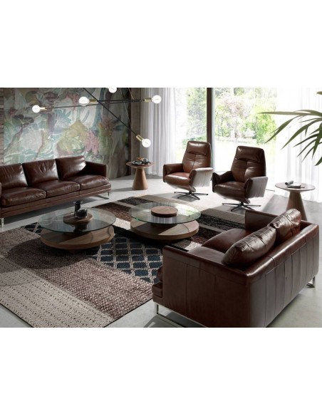 Poltrona duplo relax design italiano Angel Cerdá 5056 couro marróm.