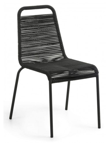 GLENVILLE Silla metal negro cuerda.