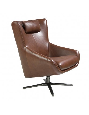 Sillón giratorio Angel cerdá 5089, cojín tapizado en piel coñac.