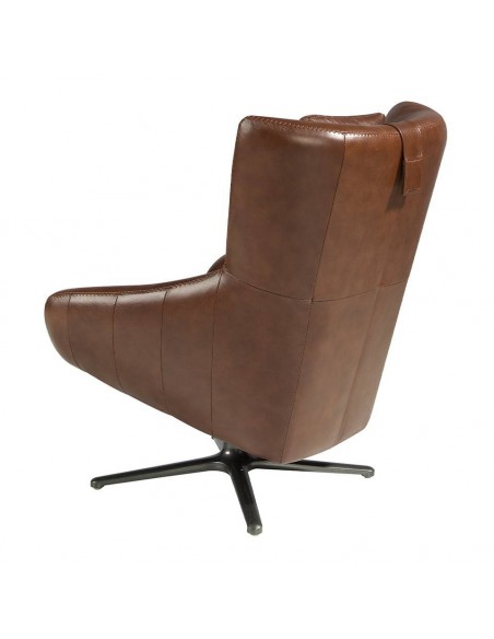 Sillón giratorio Angel cerdá 5089, cojín tapizado en piel coñac.