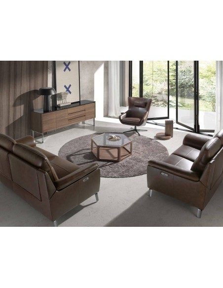 Sillón giratorio Angel cerdá 5089, cojín tapizado en piel coñac.