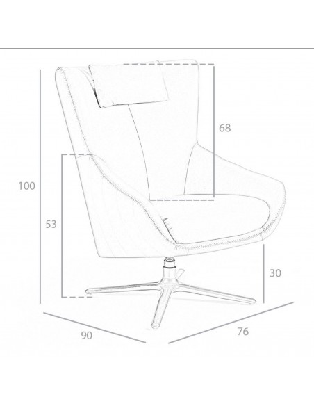Sillón giratorio Angel cerdá 5089, cojín tapizado en piel coñac.
