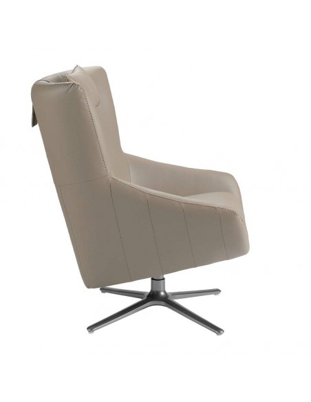Sillón giratorio Angel cerdá 5044, cojín tapizado en piel visón.