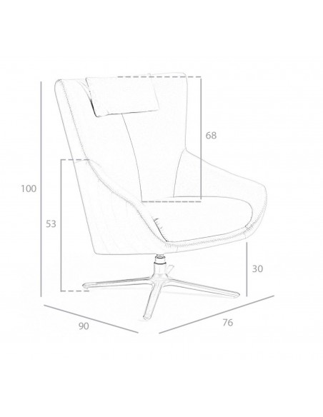 Sillón giratorio Angel cerdá 5044, cojín tapizado en piel visón.