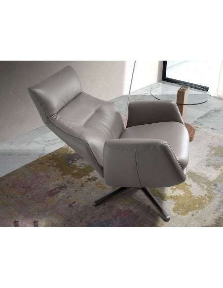 Sillón giratorio Angel Cerdá 5092, reclinable en piel gris