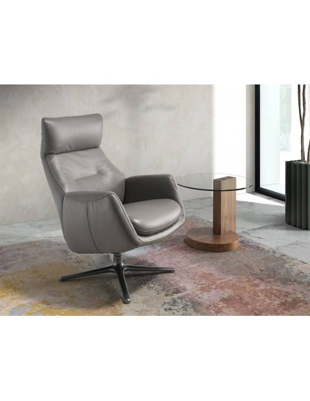 Sillón giratorio Angel Cerdá 5092, reclinable en piel gris