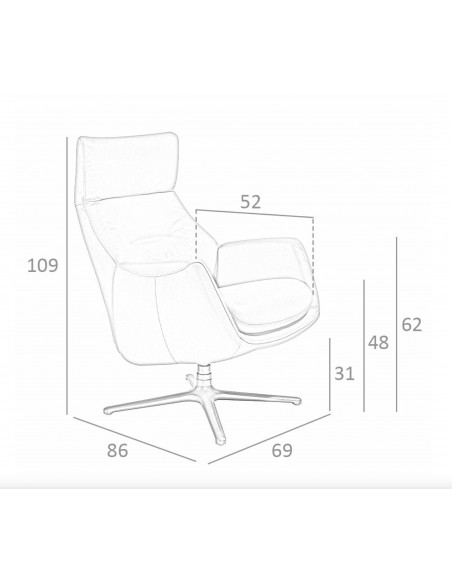 Sillón giratorio Angel Cerdá 5092, reclinable en piel gris