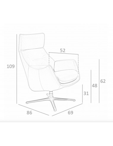 Sillón giratorio Angel Cerdá 5101, polipiel gris