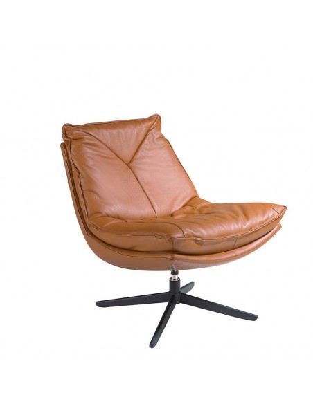 Sillón giratorio de diseño Angel Cerdá 5096, en piel marrón