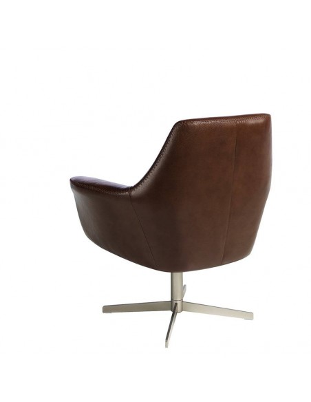 Poltrona giratória Angel Cerdá 5093, design italiano, couro marrom escuro